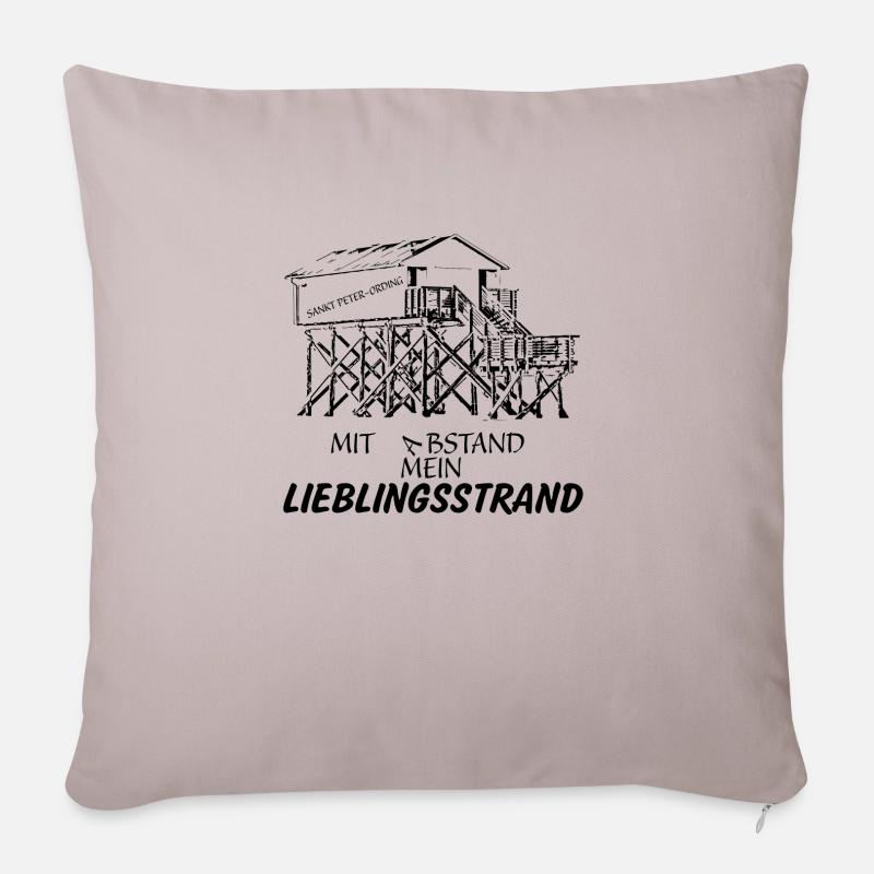 Mit Abstand mein Lieblingsstrand - Sofakissenbezug 45 x 45 cm - helles Taupe