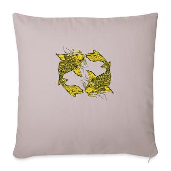 poisson koi carpe japonais dessin 14034 A - Housse de coussin décorative 45 x 45 cm - taupe clair - Devant