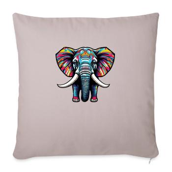 Bunter Elefant aus Afrika zeremoniell angemalt - Sofakissenbezug 45 x 45 cm - helles Taupe - Vorne