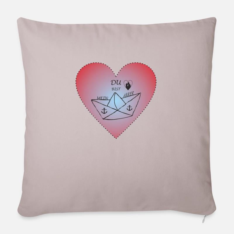 Heart Lovers Ancre de navire - Housse de coussin décorative 45 x 45 cm - taupe clair