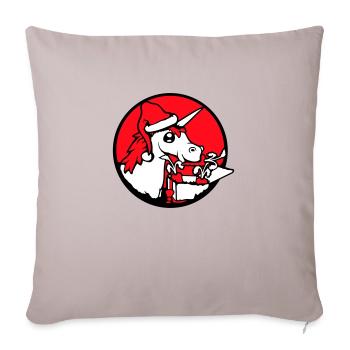 Licorne Noël Père Noël Cadeaux Chapeau - Housse de coussin décorative 45 x 45 cm - taupe clair - Devant