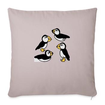 Famille de Macareux - Housse de coussin décorative 45 x 45 cm - taupe clair - Devant