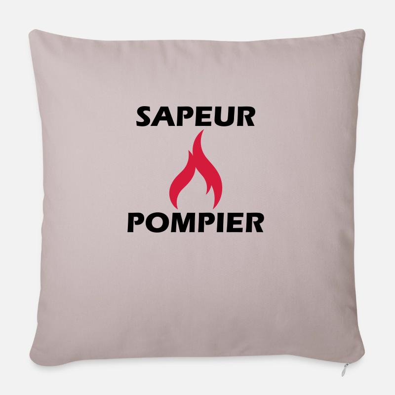 sapeur-pompier - Housse de coussin décorative 45 x 45 cm - taupe clair