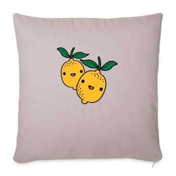 2 citrons kawaii - Housse de coussin décorative 45 x 45 cm - taupe clair - Devant