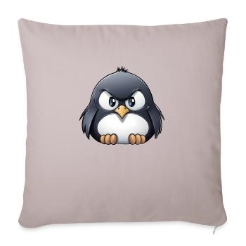 Grumpy Pinguin - Sofakissenbezug 45 x 45 cm - helles Taupe - Vorne