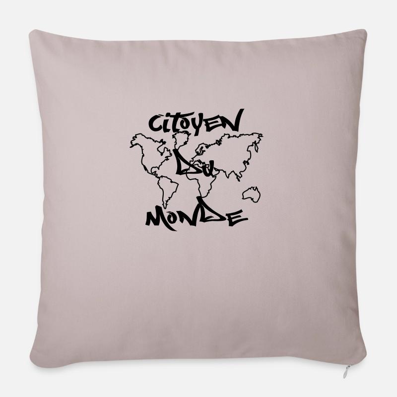 citoyen du monde - Housse de coussin décorative 45 x 45 cm - taupe clair