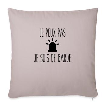 Je peux pas je suis de garde - Humour, Citations - Housse de coussin décorative 45 x 45 cm - taupe clair - Devant