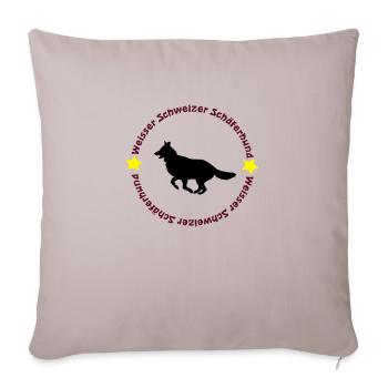 Weisser Schweizer Schäferhund - Sofakissenbezug 45 x 45 cm - helles Taupe - Vorne