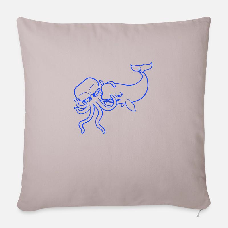 Oktopus Wal 2 Kämpfen Tiefsee Monster Seemonster - Sofakissenbezug 45 x 45 cm - helles Taupe
