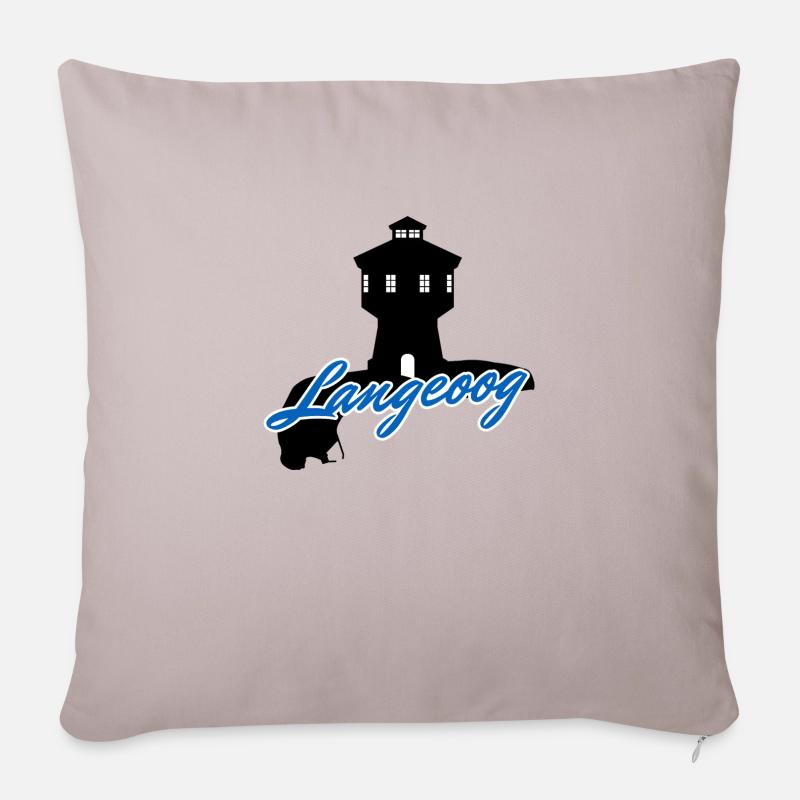 Langeoog Umriss & Wasserturm - Sofakissenbezug 45 x 45 cm - helles Taupe