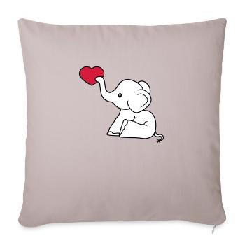 herz liebe schenken verliebt elefant sitzend suess - Sofakissenbezug 45 x 45 cm - helles Taupe - Vorne