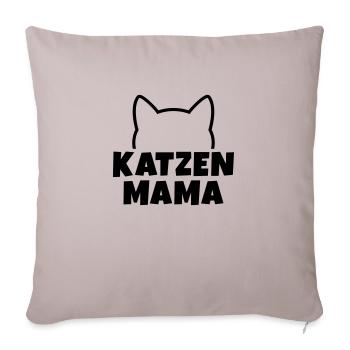 Katzenmama - Sofakissenbezug 45 x 45 cm - helles Taupe - Vorne