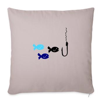 Pêche au poisson - Housse de coussin décorative 45 x 45 cm - taupe clair - Devant