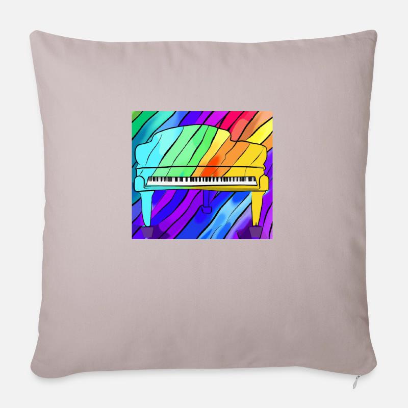 Klavier vor Regenbogen - Sofakissenbezug 45 x 45 cm - helles Taupe