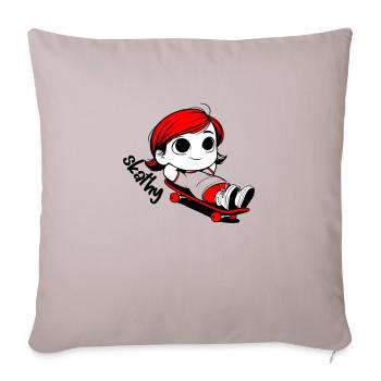Kathy se relaxant sur une planche à roulettes. - Housse de coussin décorative 45 x 45 cm - taupe clair - Devant