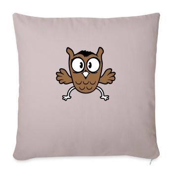 Owl Eagle Owl Jumps Funny, Jumping Jack Flies Flutters - Sofa pillowcase 17,3'' x 17,3'' (45 x 45 cm) - light taupe - Front