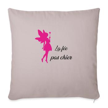 La fée pas chier - Housse de coussin décorative 45 x 45 cm - taupe clair - Devant