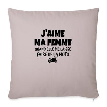 j aime ma femme / humour mortard - Housse de coussin décorative 45 x 45 cm - taupe clair - Devant