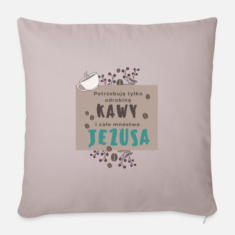 Nur ein bisschen Kaffee und viel Jesus - Sofakissenbezug 45 x 45 cm - helles Taupe