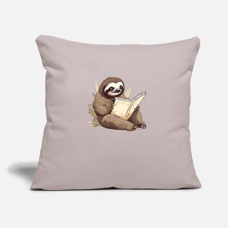 Reading sloth reading a book Sofa pillowcase 17,3'' x 17,3'' (45 x 45 cm)
