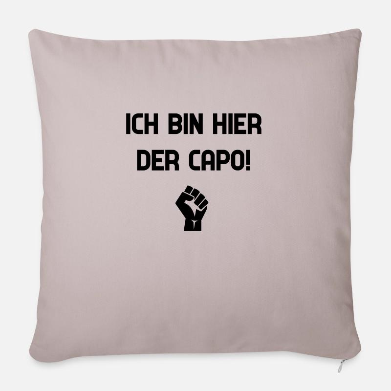 ICH BIN HIER DER CAPO - Sofakissenbezug 45 x 45 cm - helles Taupe