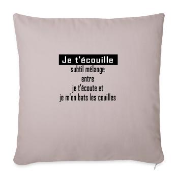 Je t écouille - Housse de coussin décorative 45 x 45 cm - taupe clair - Devant