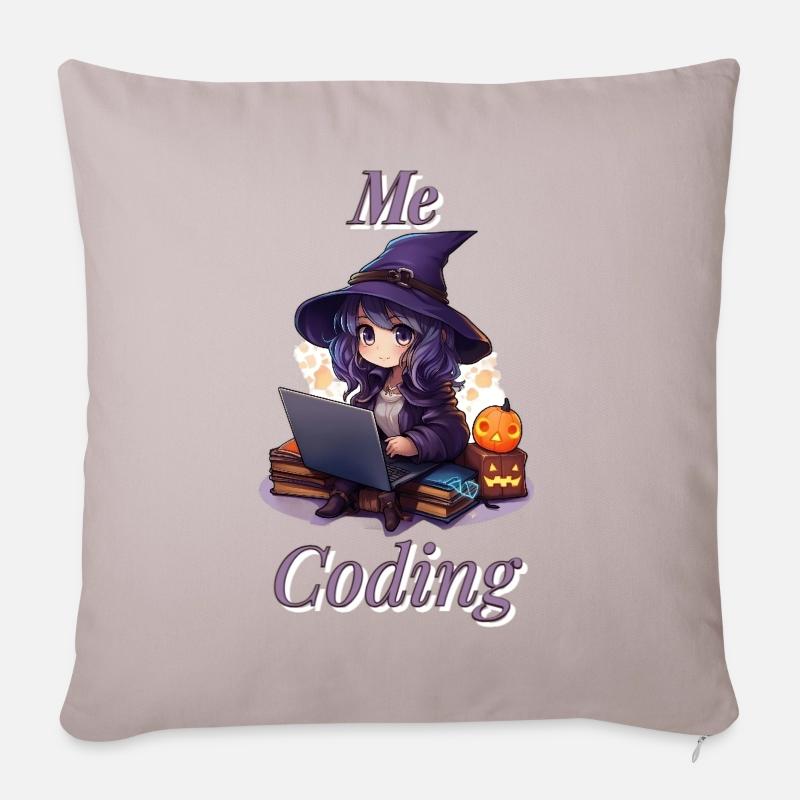 "WitchCode: Anime-Inspired Design" - Sofa pillowcase 17,3'' x 17,3'' (45 x 45 cm) - light taupe