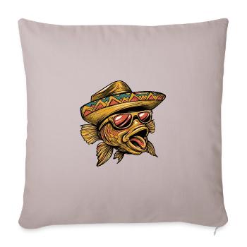 Poisson rouge Bande dessinée Drôle Sombrero - Housse de coussin décorative 45 x 45 cm - taupe clair - Devant