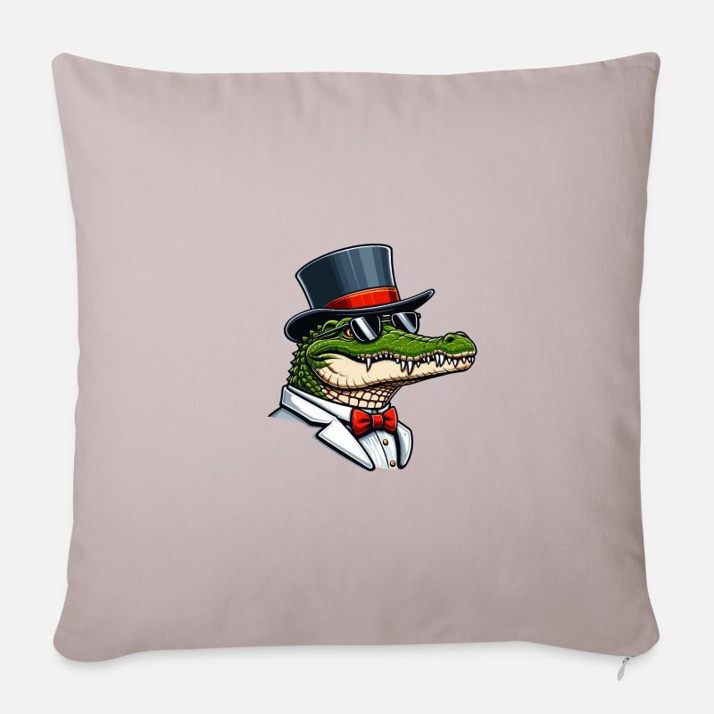 Herr Krokodil - Sofakissenbezug 45 x 45 cm - helles Taupe
