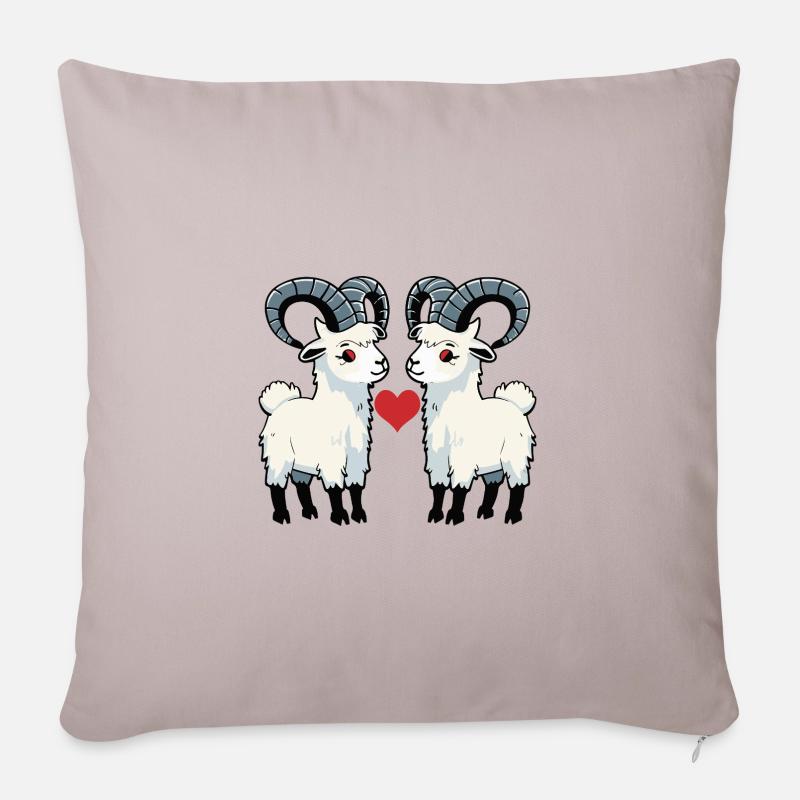 Bergziege Paar Ziege Valentinstag - Sofakissenbezug 45 x 45 cm - helles Taupe