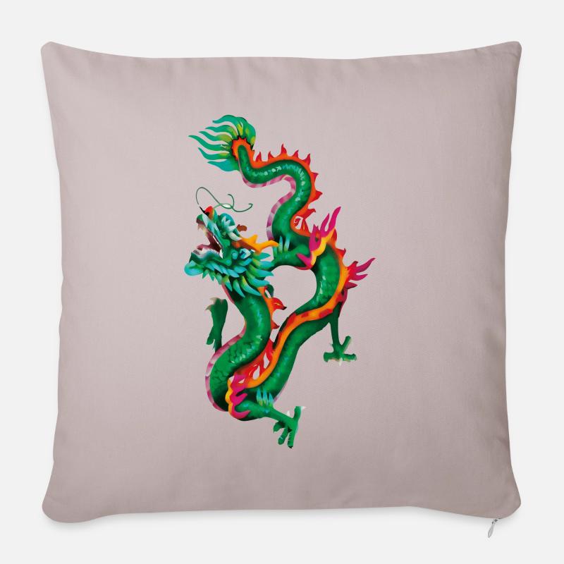 Magischer Drache - Sofakissenbezug 45 x 45 cm - helles Taupe
