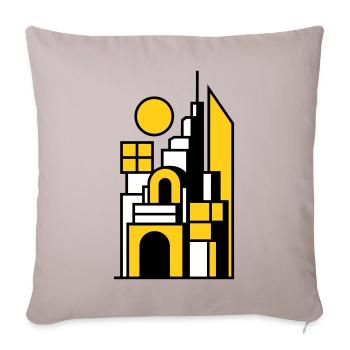 Abstract Cityscape in Yellow Black - Sofa pillowcase 17,3'' x 17,3'' (45 x 45 cm) - light taupe - Front