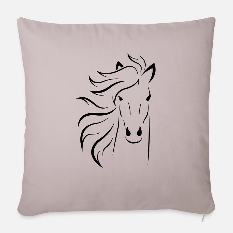 Cheval - Housse de coussin décorative 45 x 45 cm - taupe clair