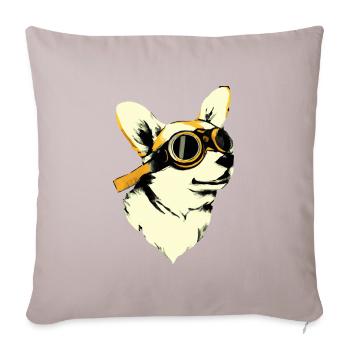 Pilote Corgi Dog Cadeau Welsh Corgi - Housse de coussin décorative 45 x 45 cm - taupe clair - Devant
