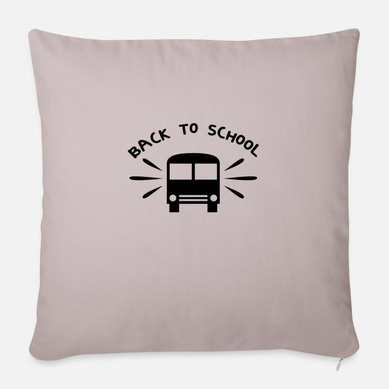 Schulanfang back to school - Sofakissenbezug 45 x 45 cm - helles Taupe