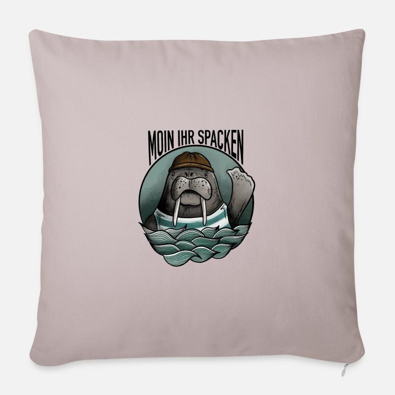 Moin ihr Spacken Walross Robbe Norddeutsch - Sofakissenbezug 45 x 45 cm - helles Taupe