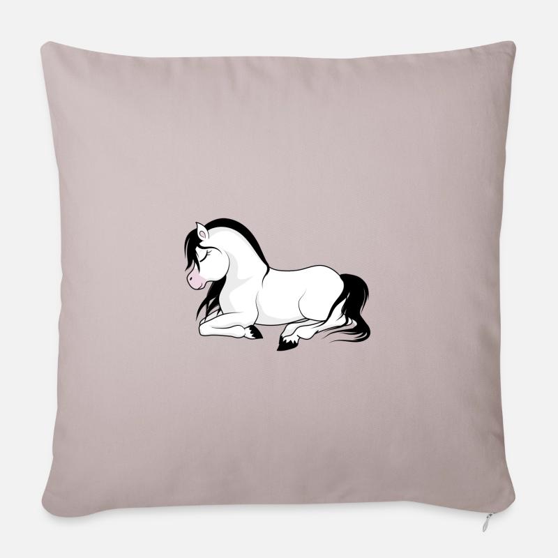 Liegendes Pony - Sofakissenbezug 45 x 45 cm - helles Taupe