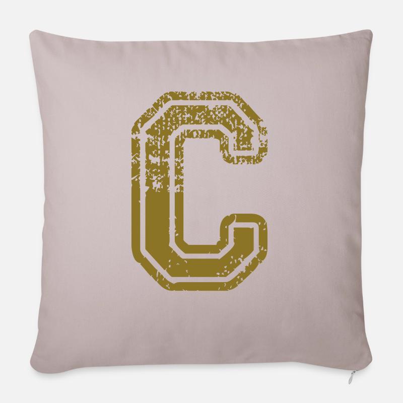 C - Buchstabe - Sofakissenbezug 45 x 45 cm - helles Taupe