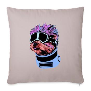 Synthwave Yorkshire Terrier Chien Yorkie - Housse de coussin décorative 45 x 45 cm - taupe clair - Devant