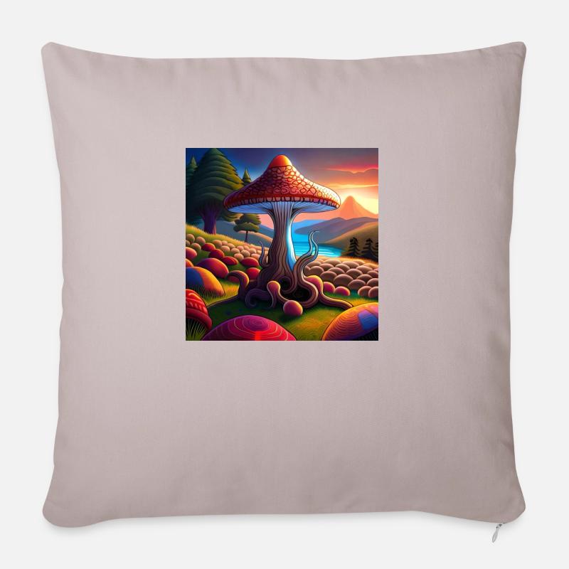 Mushroom comic - Sofakissenbezug 45 x 45 cm - helles Taupe