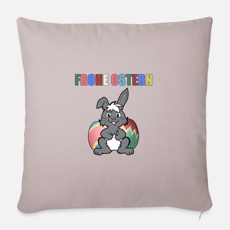 FROHE OSTERN - Sofakissenbezug 45 x 45 cm - helles Taupe
