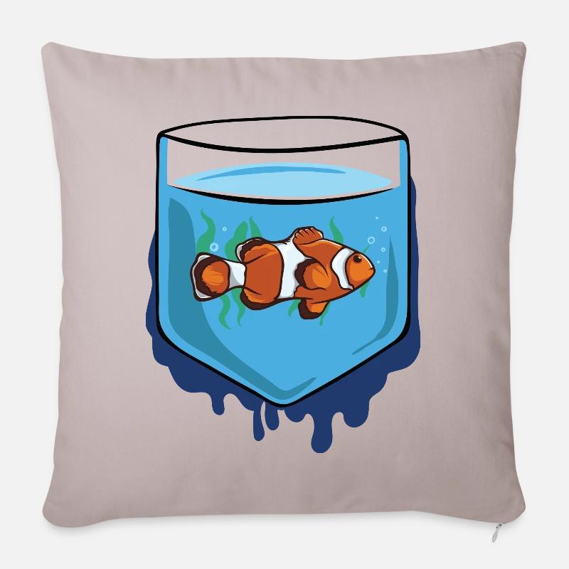 POISSON - Housse de coussin décorative 45 x 45 cm - taupe clair