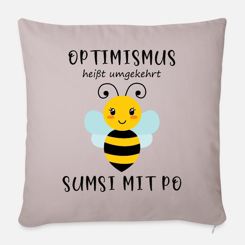 Biene Optimismus Sumsi mit Po - Sofakissenbezug 45 x 45 cm - helles Taupe