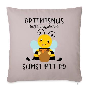 Biene Optimismus Sumsi mit Po - Sofakissenbezug 45 x 45 cm - helles Taupe - Vorne