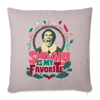 Buddy Der Weihnachtself Smiling Is My Favourite - Sofakissenbezug 45 x 45 cm - helles Taupe - Vorne