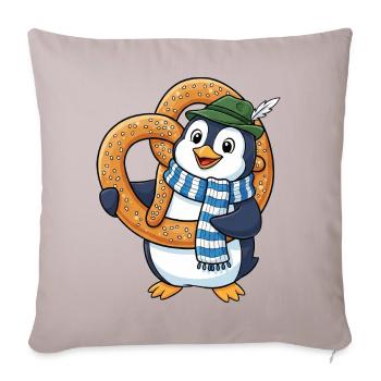 Cute Penguin with Pretzel Bavaria Cartoon - Sofa pillowcase 17,3'' x 17,3'' (45 x 45 cm) - light taupe - Front