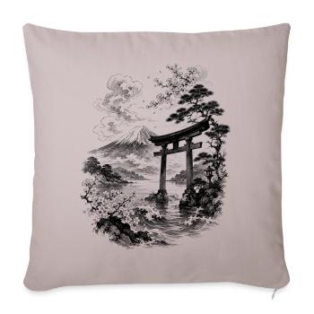 Japanese nature with torii and Fuji - Sofa pillowcase 17,3'' x 17,3'' (45 x 45 cm) - light taupe - Front