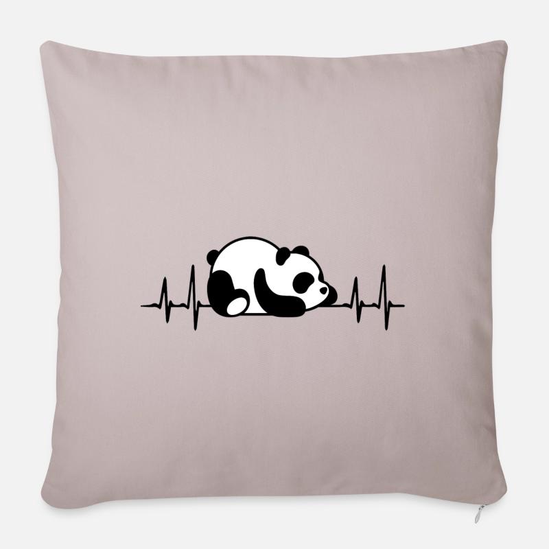 Niedlicher fauler Panda Herzschlag - Sofakissenbezug 45 x 45 cm - helles Taupe