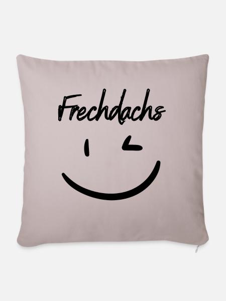 Frechdachs schwarz - Sofakissenbezug 45 x 45 cm - helles Taupe