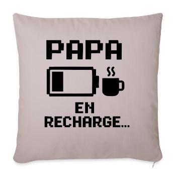 PAPA EN RECHARGE… - Housse de coussin décorative 45 x 45 cm - taupe clair - Devant